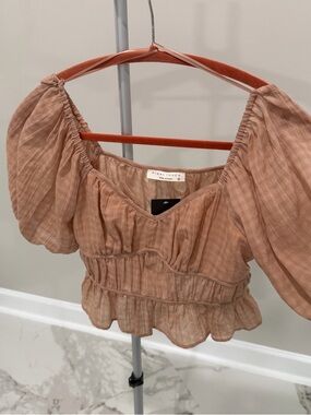 Final Touch dusty rose puff sleeve crop top